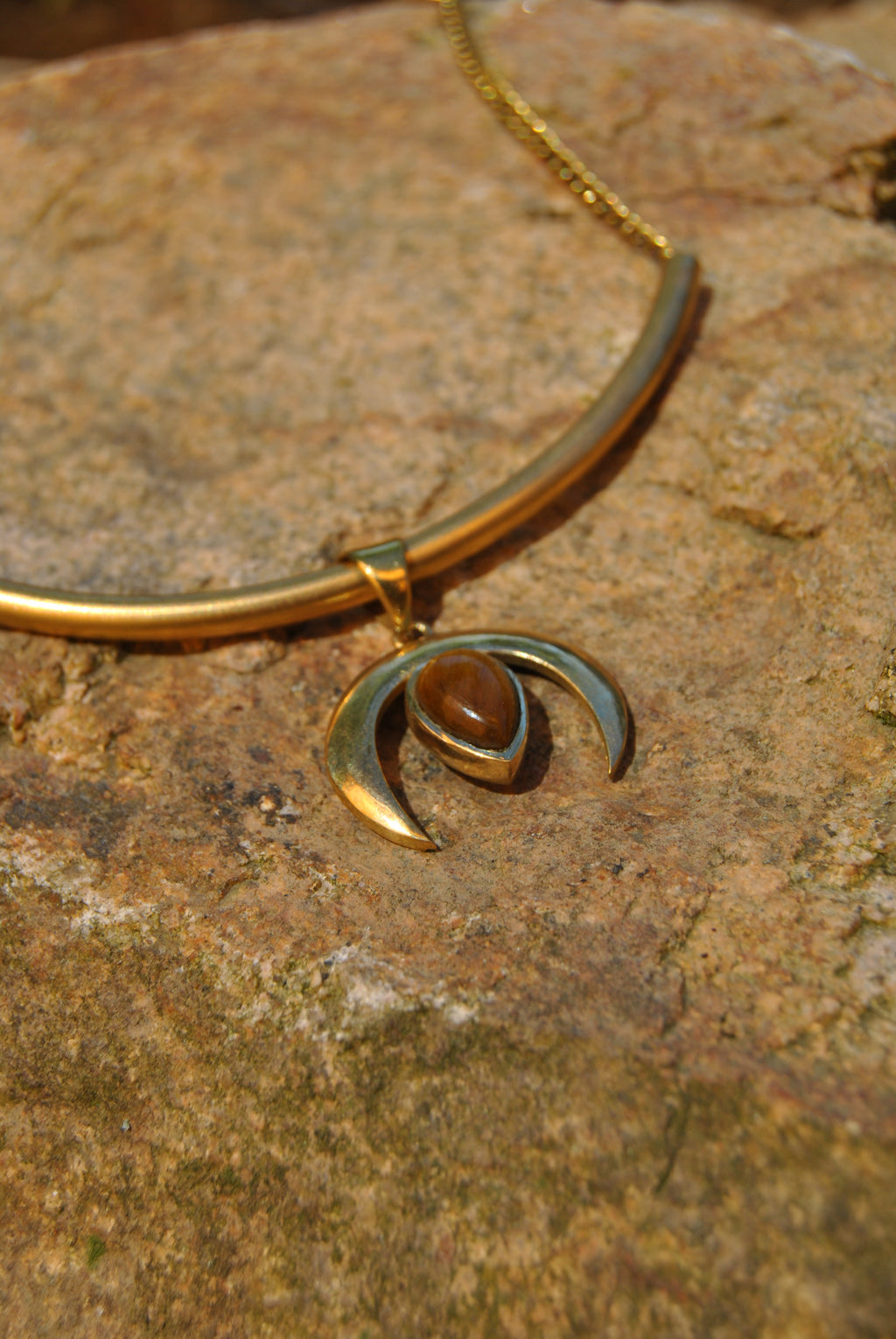 Crescent Tiger Eye Choker