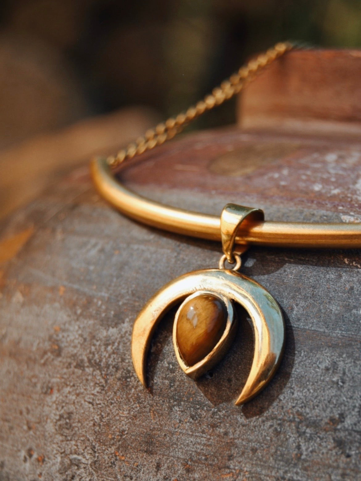 Crescent Tiger Eye Choker
