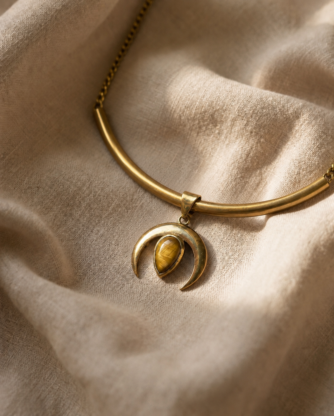 Crescent Tiger Eye Choker