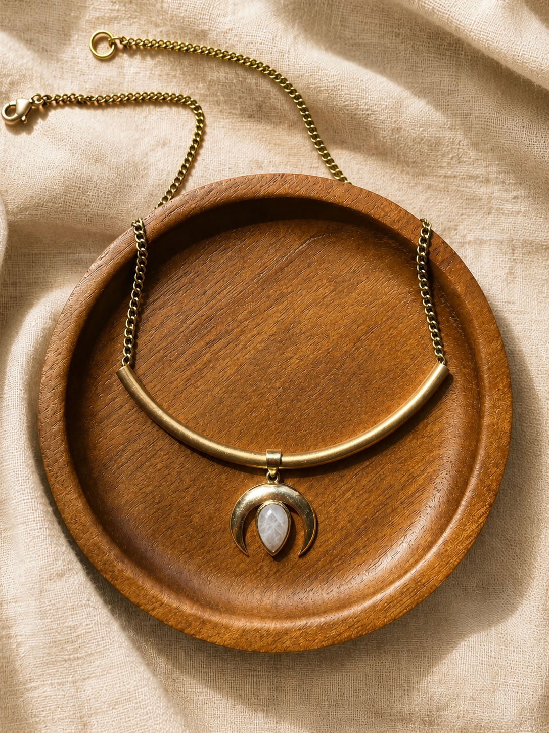 Crescent Moonstone Choker