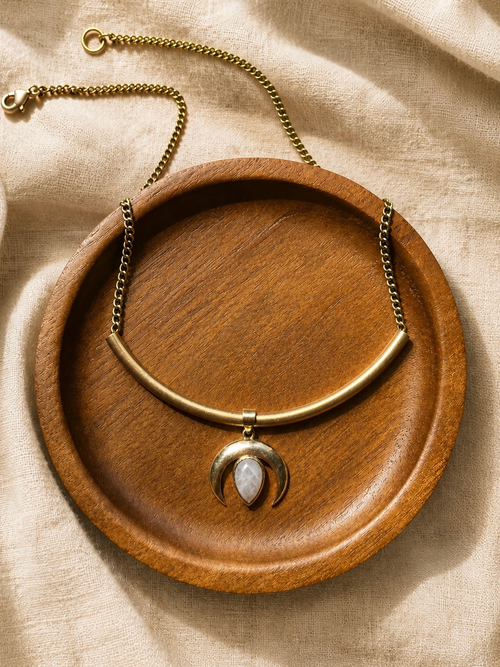 Crescent Moonstone Choker