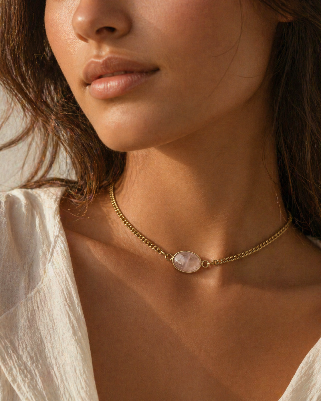 Soft Dawn ✦ Pink Quartz Choker